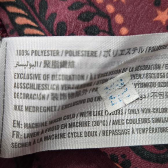 Abercrombie and Fitch Maroon Paisley V Neck Boho Peasant Blouse Size Small - Picture 5 of 7